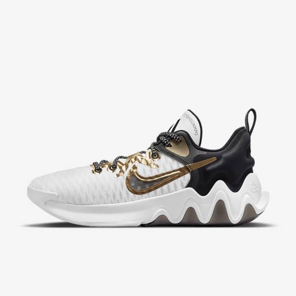 Women\'s Nike Giannis Immortality Basketball Shoes White / Black / Metal Gold | NK427MYQ