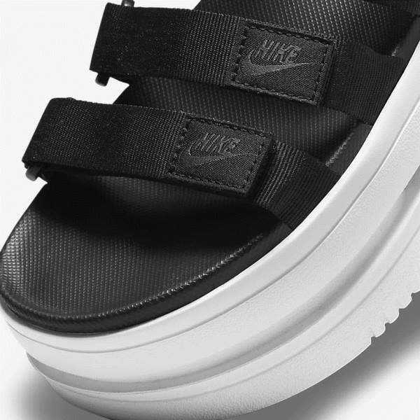 Women's Nike Icon Classic Sandals Black / White | NK863LNP