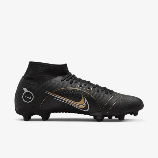 Women's Nike Mercurial Superfly 8 Academy MG Multi-Grounds Football Shoes Black / Metal Silver / Grey / Metal Gold | NK021TWD