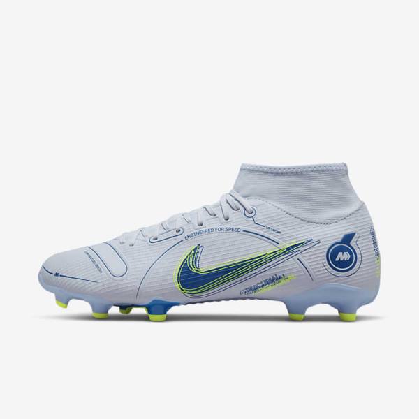 Women\'s Nike Mercurial Superfly 8 Academy MG Multi-Grounds Football Shoes Grey / Light Blue / Dark Blue | NK076FWK