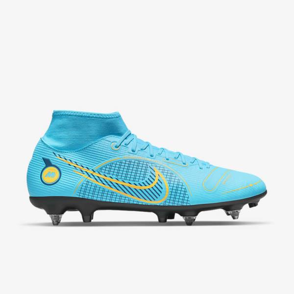 Women's Nike Mercurial Superfly 8 Academy SG-PRO Anti-Clog Traction Soft-Grounds Football Shoes Blue / Orange | NK743HJE