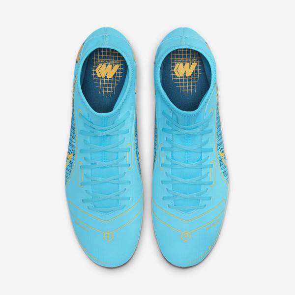 Women's Nike Mercurial Superfly 8 Academy SG-PRO Anti-Clog Traction Soft-Grounds Football Shoes Blue / Orange | NK743HJE