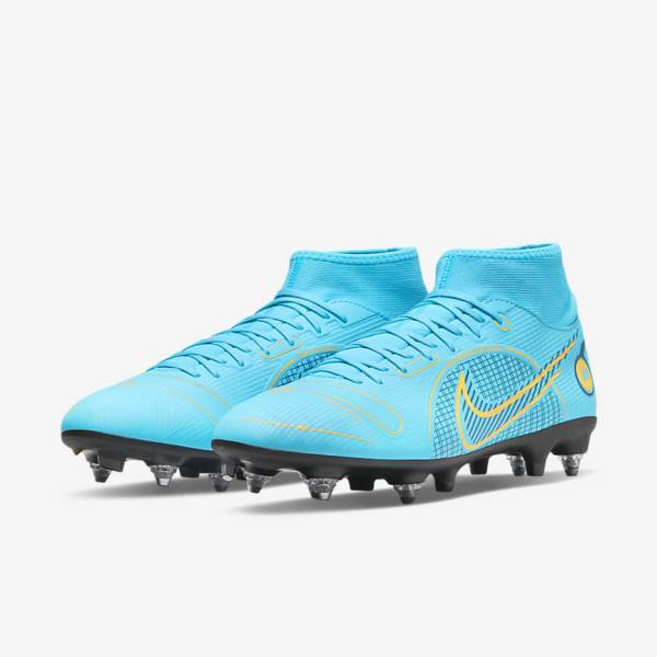 Women's Nike Mercurial Superfly 8 Academy SG-PRO Anti-Clog Traction Soft-Grounds Football Shoes Blue / Orange | NK743HJE