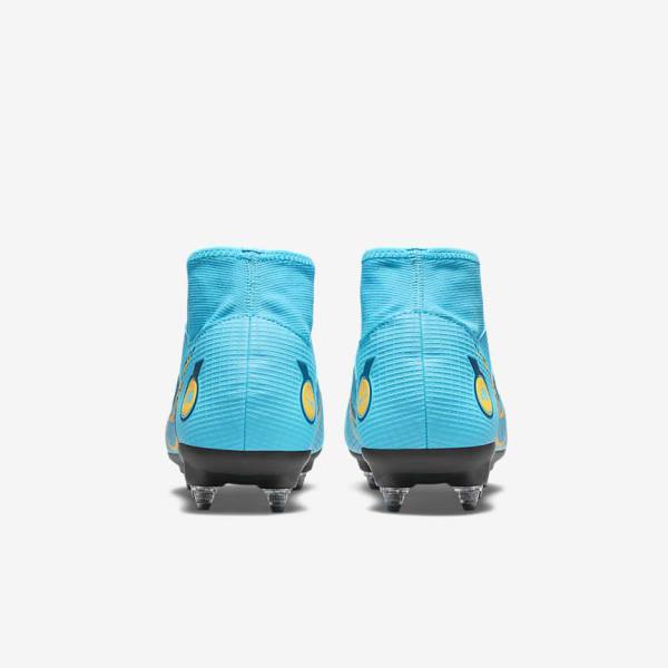 Women's Nike Mercurial Superfly 8 Academy SG-PRO Anti-Clog Traction Soft-Grounds Football Shoes Blue / Orange | NK743HJE