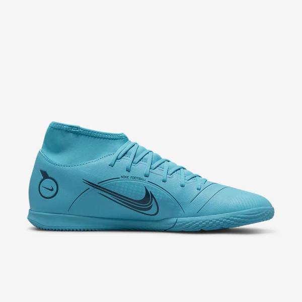 Women's Nike Mercurial Superfly 8 Club IC Indoor Court Football Shoes Blue / Orange | NK084KHO