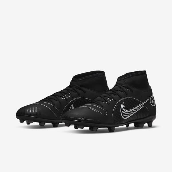 Women's Nike Mercurial Superfly 8 Club MG Multi-Grounds Football Shoes Black / Grey / Metal Silver | NK598ROQ