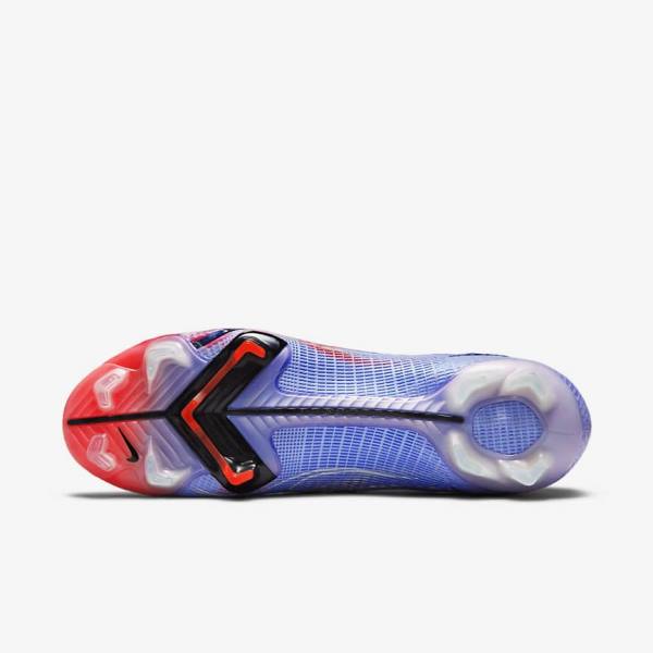 Women's Nike Mercurial Superfly 8 Elite KM FG Firm-Ground Football Shoes Indigo / Light Red / Metal Silver | NK780BOJ