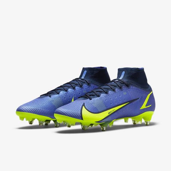 Women's Nike Mercurial Superfly 8 Elite SG-Pro AC Soft-Ground Football Shoes Blue | NK809QAK