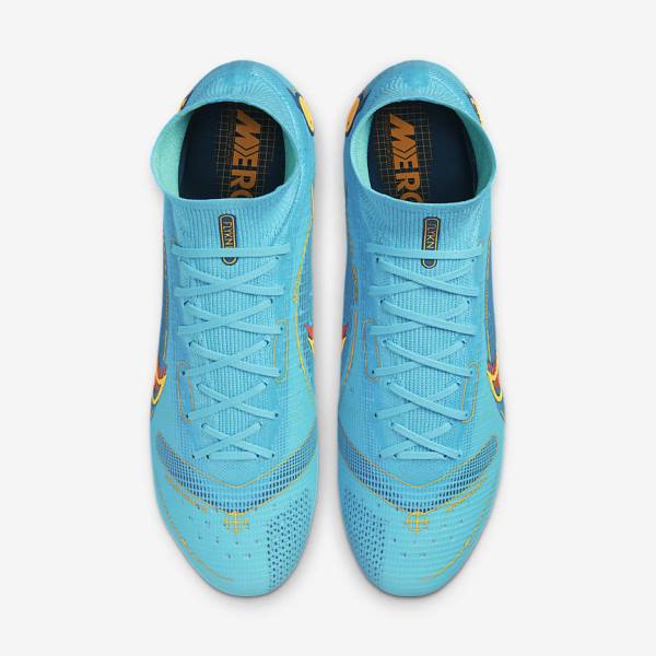 Women's Nike Mercurial Superfly 8 Elite SG-PRO Anti-Clog Traction Soft-Ground Football Shoes Blue / Orange | NK967TCG