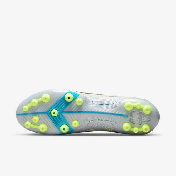 Women's Nike Mercurial Vapor 14 Elite AG Artificial-Grounds Football Shoes Grey / Light Blue / Orange / Blue | NK148XPJ