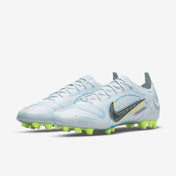 Women's Nike Mercurial Vapor 14 Elite AG Artificial-Grounds Football Shoes Grey / Light Blue / Orange / Blue | NK148XPJ