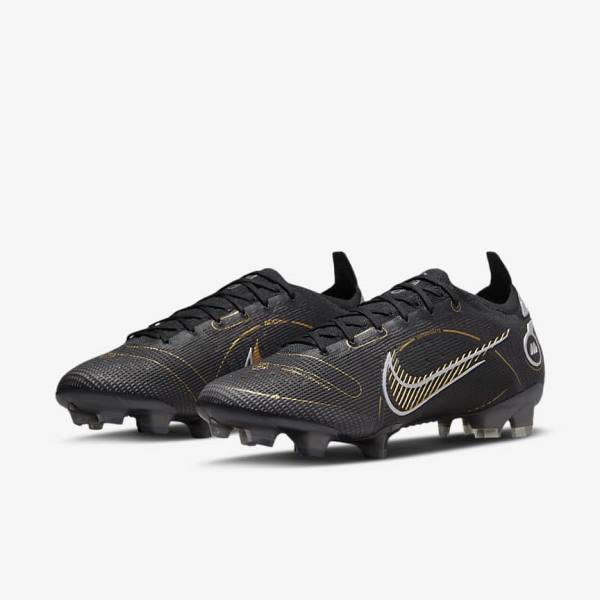 Women's Nike Mercurial Vapor 14 Elite FG Firm-Grounds Football Shoes Black / Metal Silver / Grey / Metal Gold | NK124NYK