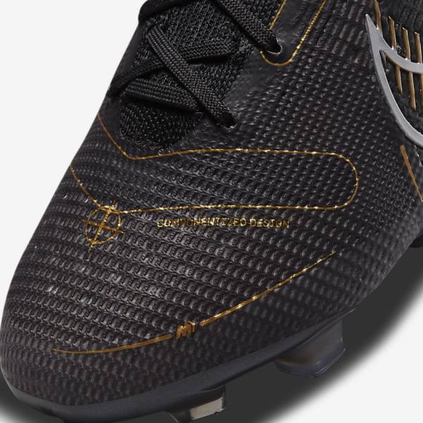 Women's Nike Mercurial Vapor 14 Elite FG Firm-Grounds Football Shoes Black / Metal Silver / Grey / Metal Gold | NK124NYK