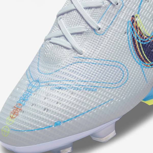 Women's Nike Mercurial Vapor 14 Elite FG Firm-Grounds Football Shoes Grey / Light Blue / Blue | NK427KMP