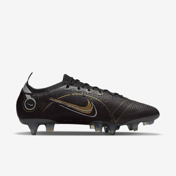 Women's Nike Mercurial Vapor 14 Elite SG-PRO Anti-Clog Traction Soft-Grounds Football Shoes Black / Metal Silver / Grey / Metal Gold | NK245UQM