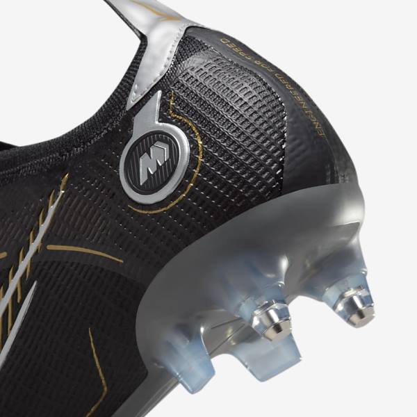 Women's Nike Mercurial Vapor 14 Elite SG-PRO Anti-Clog Traction Soft-Grounds Football Shoes Black / Metal Silver / Grey / Metal Gold | NK245UQM