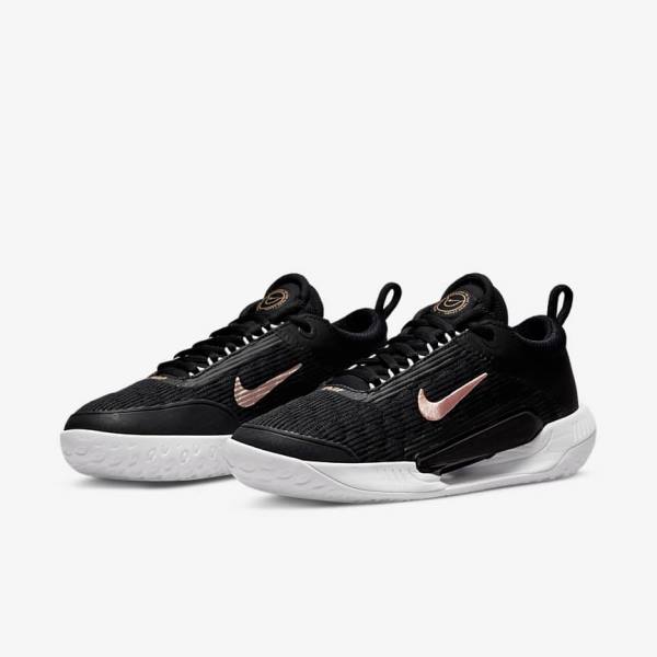 Women's Nike NikeCourt Zoom NXT Hard Court Tennis Shoes Black / White / Metal Red Brown | NK685RYD