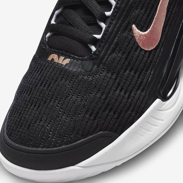 Women's Nike NikeCourt Zoom NXT Hard Court Tennis Shoes Black / White / Metal Red Brown | NK685RYD