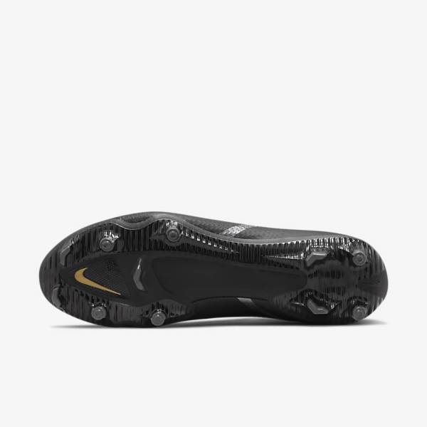 Women's Nike Phantom GT2 Academy Dynamic Fit MG Multi-Ground Football Shoes Black / Metal Gold / Dark Grey / Metal Dark Grey | NK238JPD