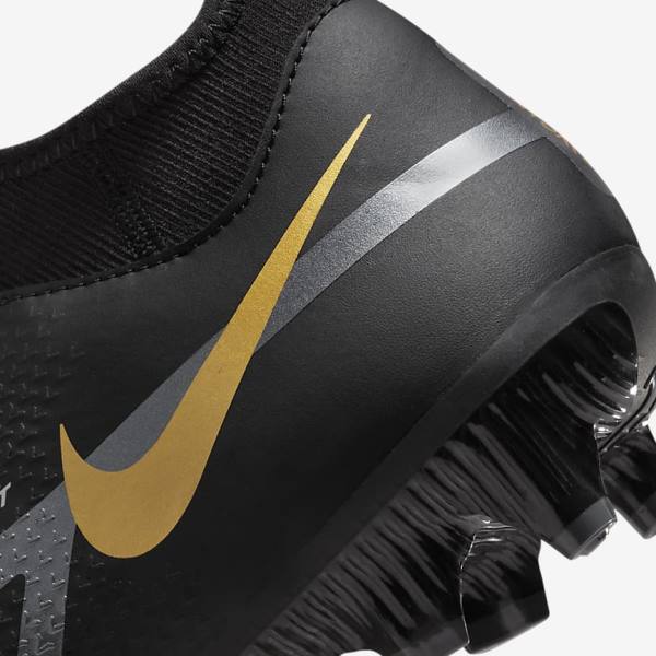 Women's Nike Phantom GT2 Academy Dynamic Fit MG Multi-Ground Football Shoes Black / Metal Gold / Dark Grey / Metal Dark Grey | NK238JPD