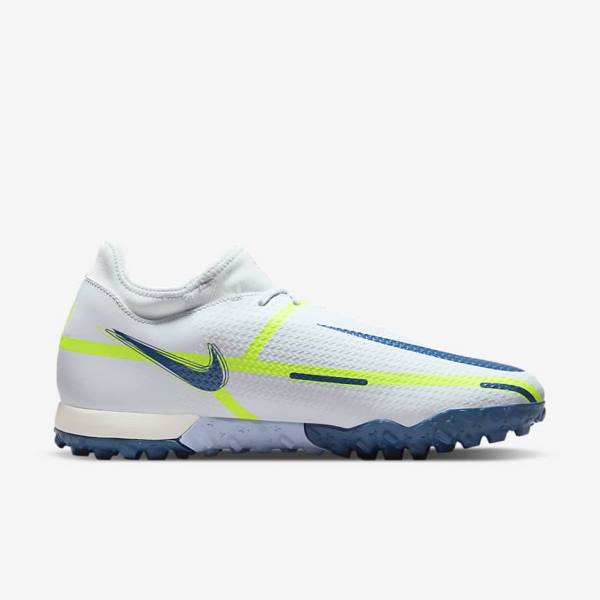 Women's Nike Phantom GT2 Academy Dynamic Fit TF Turf Football Shoes Grey / Light Blue / Dark Blue | NK541WGN