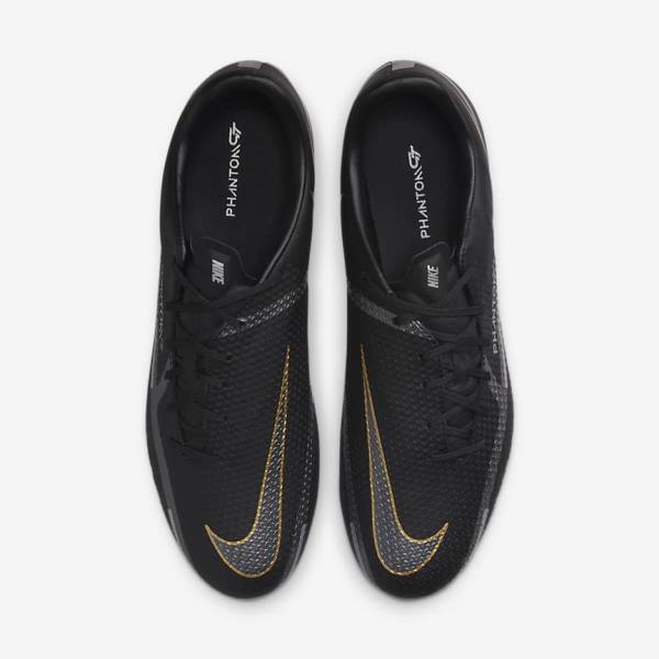 Women's Nike Phantom GT2 Academy MG Multi-Ground Football Shoes Black / Metal Gold / Dark Grey / Metal Dark Grey | NK802GJL