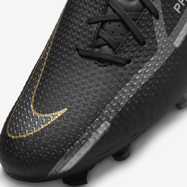 Women's Nike Phantom GT2 Academy MG Multi-Ground Football Shoes Black / Metal Gold / Dark Grey / Metal Dark Grey | NK802GJL