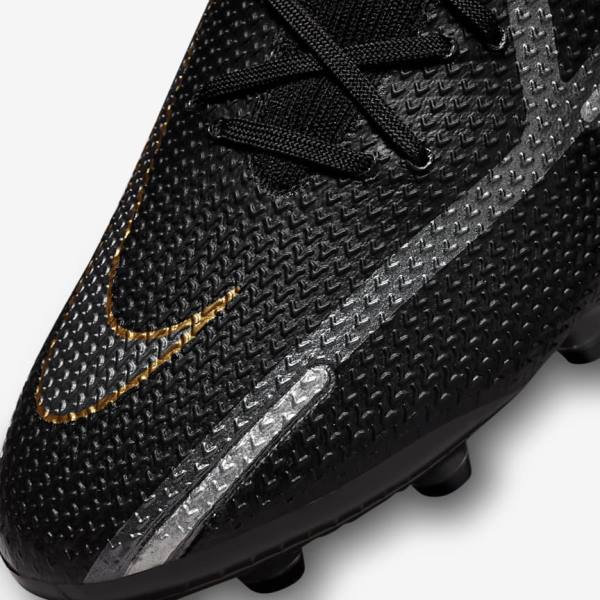 Women's Nike Phantom GT2 Dynamic Fit Elite AG-Pro Artificial-Grass Football Shoes Black / Metal Gold / Metal Silver / Metal Dark Grey | NK689IJB