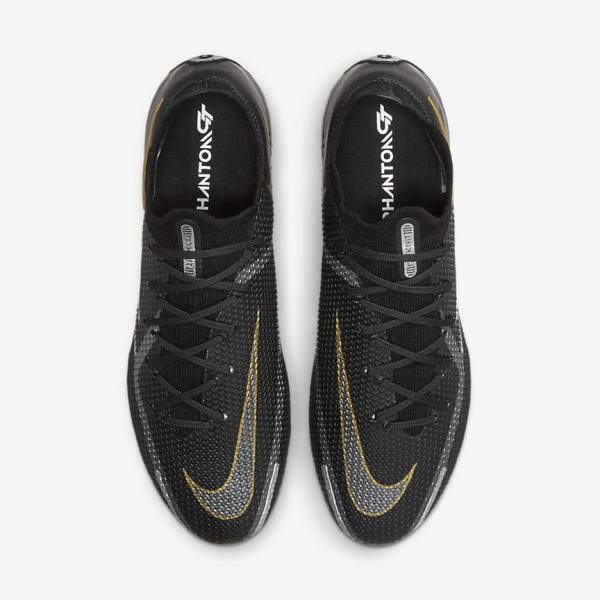 Women's Nike Phantom GT2 Elite SG-Pro AC Soft-Ground Football Shoes Black / Metal Gold / Metal Silver / Metal Dark Grey | NK180PEW