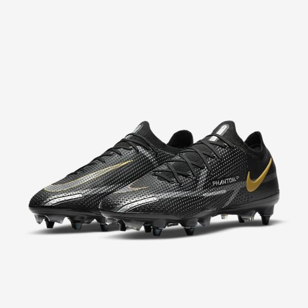 Women's Nike Phantom GT2 Elite SG-Pro AC Soft-Ground Football Shoes Black / Metal Gold / Metal Silver / Metal Dark Grey | NK180PEW