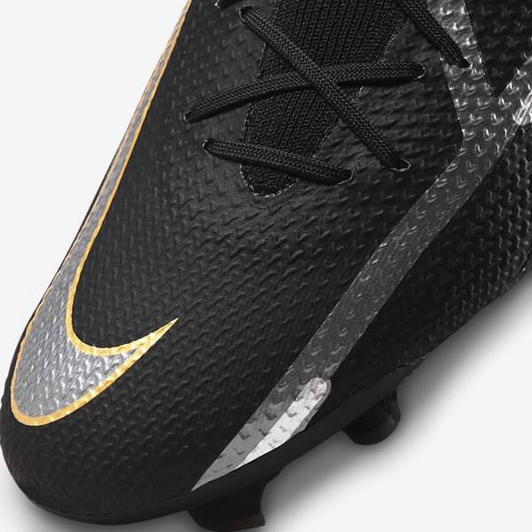 Women's Nike Phantom GT2 Pro Dynamic Fit FG Firm-Ground Football Shoes Black / Metal Gold / Metal Silver / Metal Dark Grey | NK247PWK