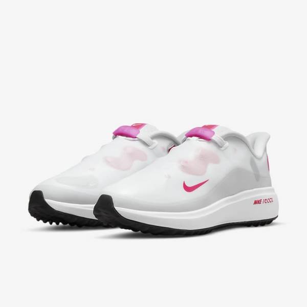 Women's Nike React Ace Tour Golf Shoes White / Black / Pink | NK856JUQ