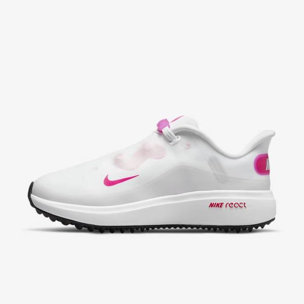 Women\'s Nike React Ace Tour Golf Shoes White / Black / Pink | NK856JUQ