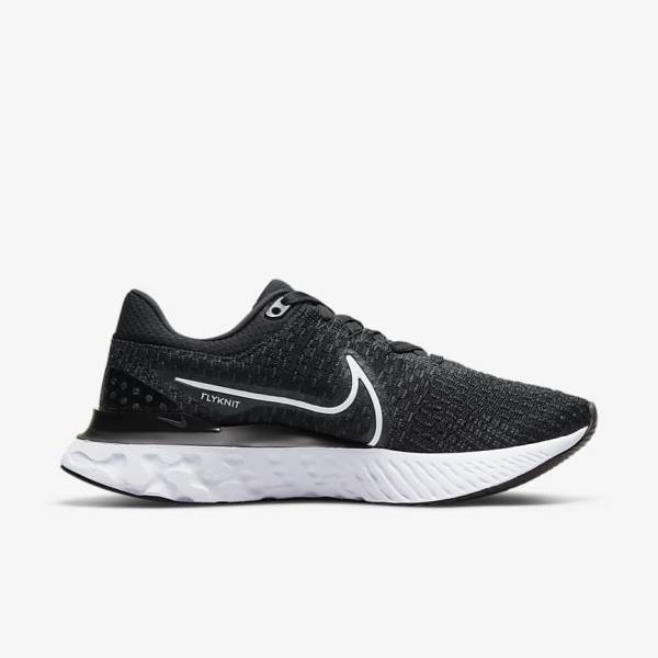 Women's Nike React Infinity Run Flyknit 3 Road Running Shoes Black / White | NK651JYD