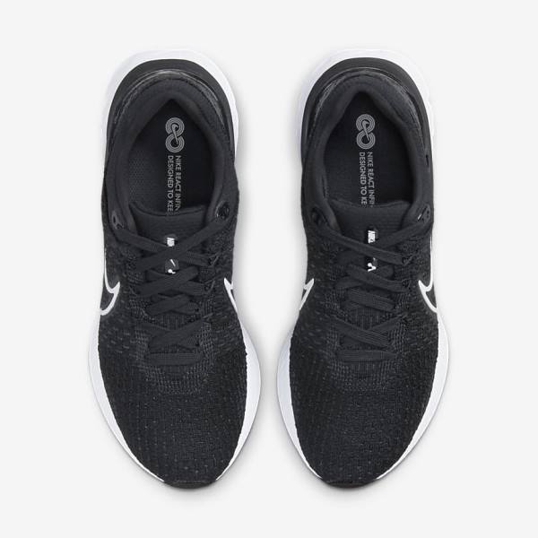 Women's Nike React Infinity Run Flyknit 3 Road Running Shoes Black / White | NK651JYD