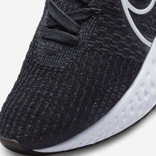 Women's Nike React Infinity Run Flyknit 3 Road Running Shoes Black / White | NK651JYD