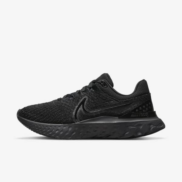 Women\'s Nike React Infinity Run Flyknit 3 Road Running Shoes Black | NK895LTW