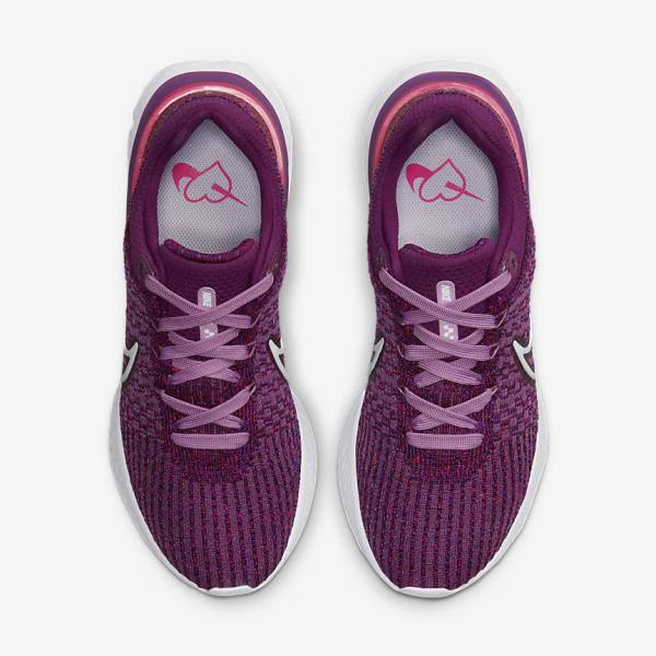 Women's Nike React Infinity Run Flyknit 3 Road Running Shoes Light Burgundy / Pink / White | NK974CKU