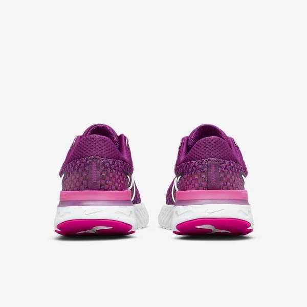 Women's Nike React Infinity Run Flyknit 3 Road Running Shoes Light Burgundy / Pink / White | NK974CKU