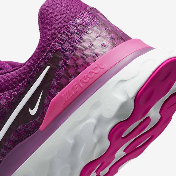 Women's Nike React Infinity Run Flyknit 3 Road Running Shoes Light Burgundy / Pink / White | NK974CKU