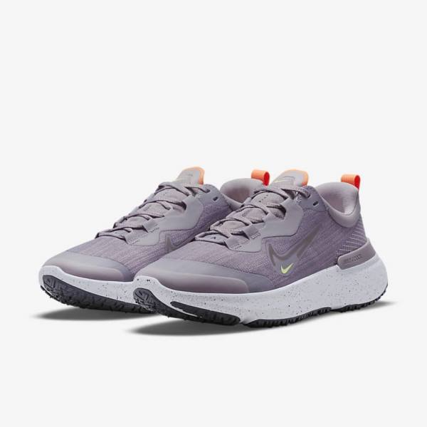 Women's Nike React Miler 2 Shield Weatherised Road Running Shoes Grey / Orange / Purple | NK427UDW