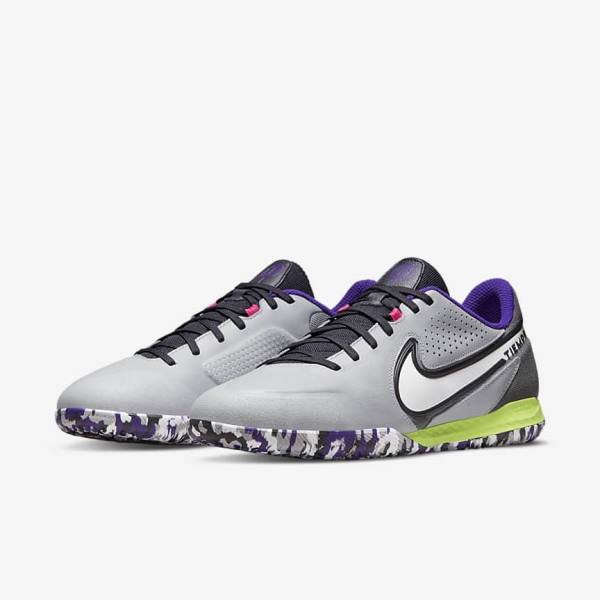 Women's Nike React Tiempo Legend 9 Pro IC Indoor-Court Football Shoes Light Grey / White | NK902DXN