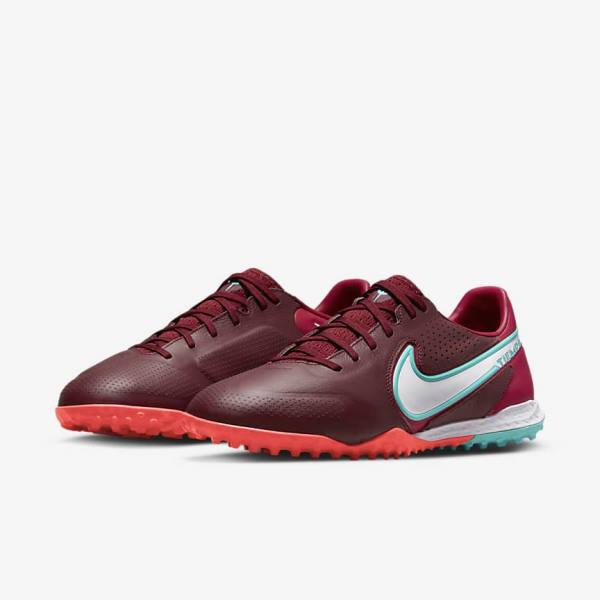 Women's Nike React Tiempo Legend 9 Pro TF Turf Football Shoes Red / Light Red / White | NK718UAO