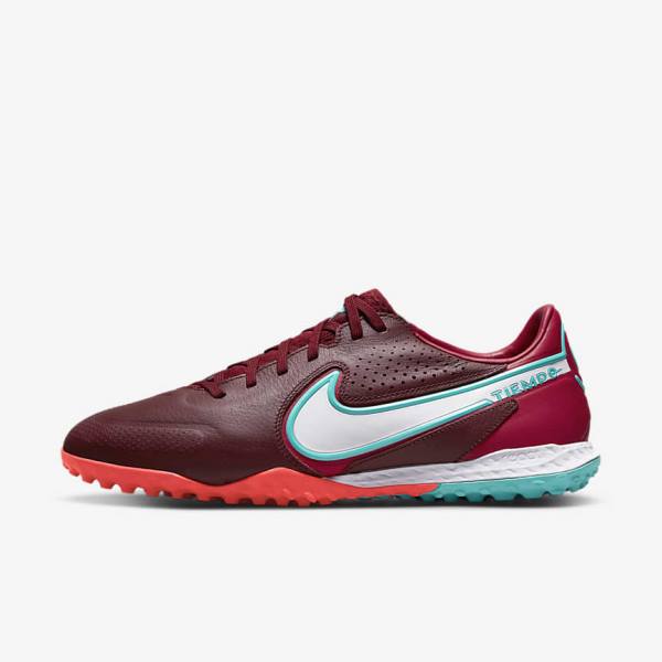 Women\'s Nike React Tiempo Legend 9 Pro TF Turf Football Shoes Red / Light Red / White | NK718UAO