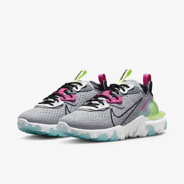 Women's Nike React Vision Trainers Grey / Pink / Black | NK348WKZ