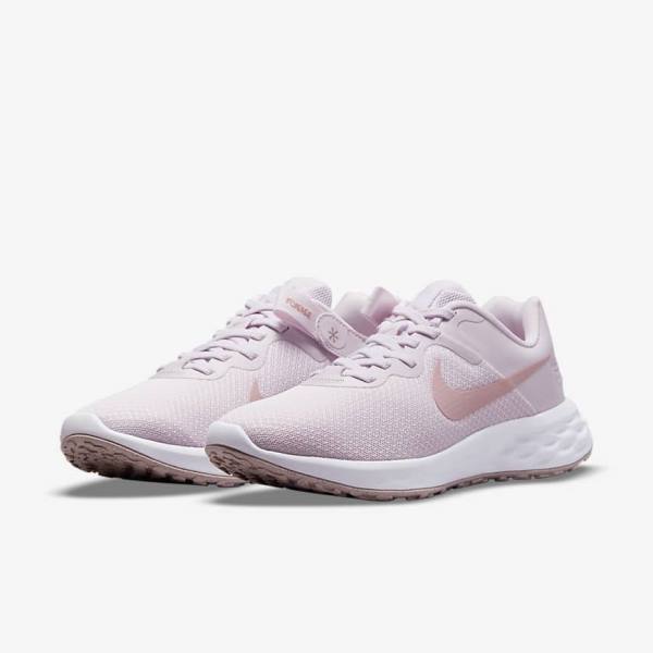 Women's Nike Revolution 6 FlyEase Next Nature Easy On-Off Road Running Shoes Light Purple / White | NK023EGY