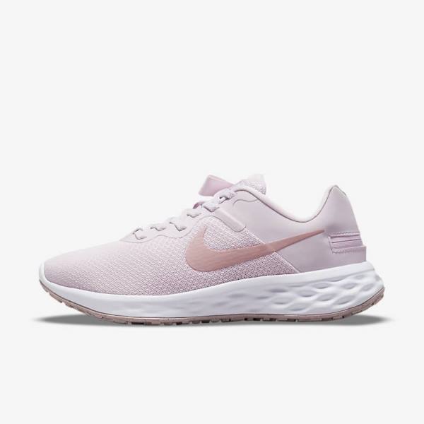 Women\'s Nike Revolution 6 FlyEase Next Nature Easy On-Off Road Running Shoes Light Purple / White | NK023EGY