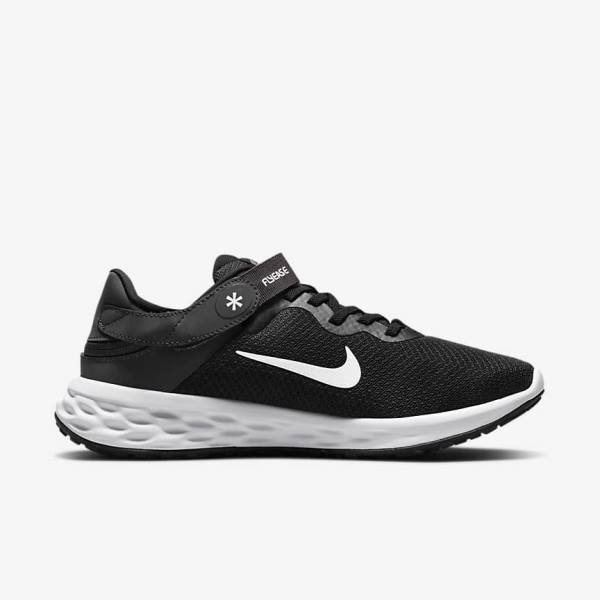 Women's Nike Revolution 6 FlyEase Next Nature Easy On-Off Road Running Shoes Black / Dark Grey / White | NK180MSD