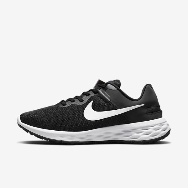 Women\'s Nike Revolution 6 FlyEase Next Nature Easy On-Off Road Running Shoes Black / Dark Grey / White | NK180MSD