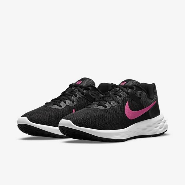 Women's Nike Revolution 6 Next Nature Road Running Shoes Black / Grey / Pink | NK691RTE